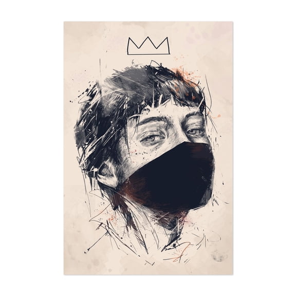 Who's The Queen - Illustration Sketch Modern Art Portrait Abstract Graffiti Moody Unframed Wall Art Print 12 x 18 inches