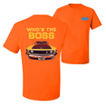 thumbnail image 1 of Who's the Boss Yellow 1969 Mustang 302 F&B Front & Back Cars T-Shirt, 1 of 1
