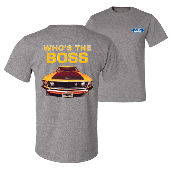 Who's the Boss Yellow 1969 Mustang 302 F&B Front & Back Cars T-Shirt