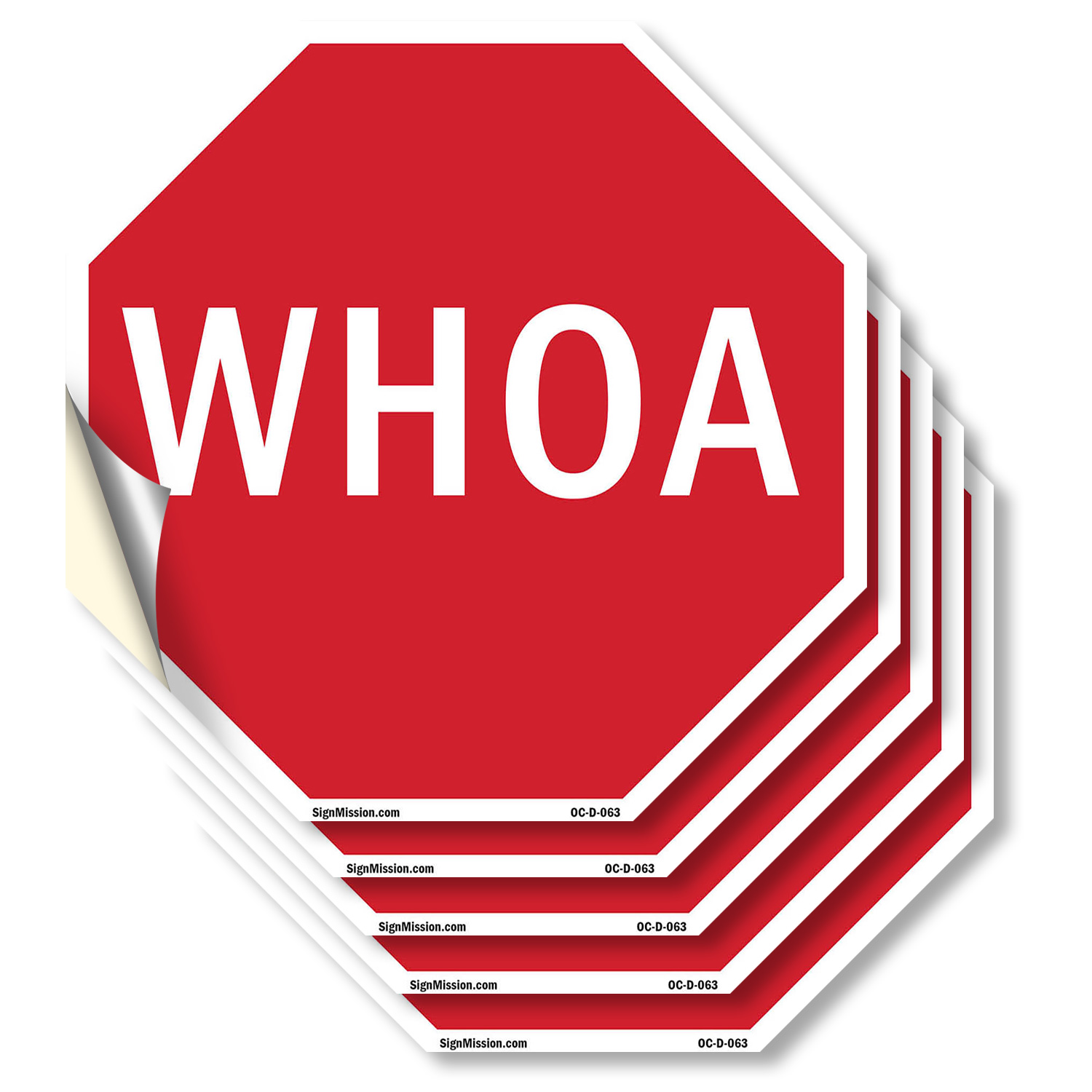 Whoa Sticker Whoa (5 Pack) 6 inch X 6 inch Octagon Vinyl Label Decal Sticker Weather ...
