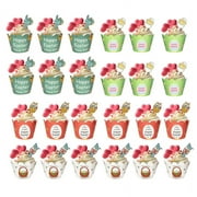 Whoamigo 1 Set Easter Cupcake Toppers Wrappers Party Decoration Favors Cake Baking Decorating Tools
