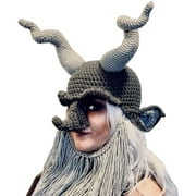 Whoamigo 3D Horns Party Cap - Halloween Knitted Beanie Hat for Adults