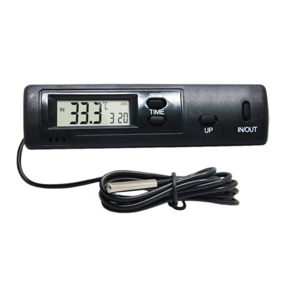 Whoamigo Auto Thermometer Display Electronic Clock Mini Temperature Meter LCD Backlight