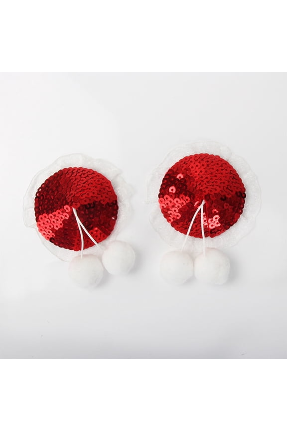 Christmas Nipple Cover Metallic Sequins Breast Chest Sticker Plush Ball Pasties