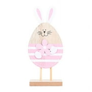 Whoamigo Funny Wooden Easter Egg Shaped Rabbit Bunny Stand DIY Ornament Tabletops Decor