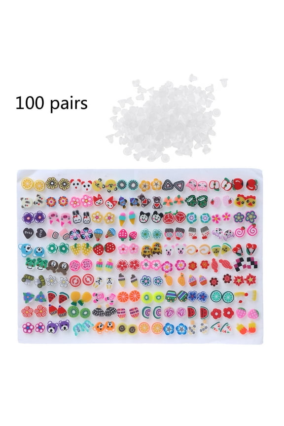 Hypoallergenic Stud Earrings Set, 100 Pairs of Cute Acrylic Flower Earrings, Boho Jewelry