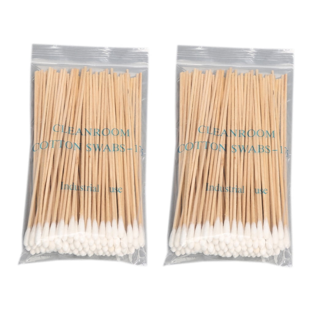 Whoamigo Long Wooden Handle Cotton Swabs: 200-Piece Single-Head Q-Tips for Ear and Nose Cleaning