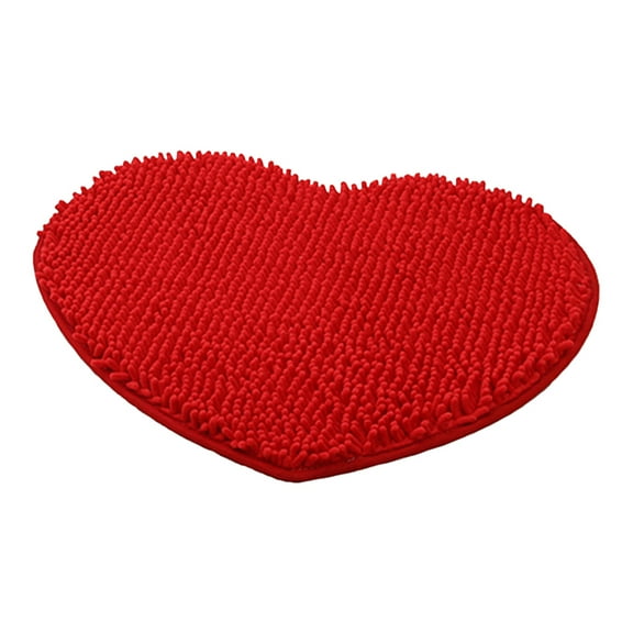 Whoamigo Non-Slip Bathroom Rug Love Shaped Shag Shower Chenille Mat Machine-Washable Mat Bathroom Rug Heart Shaped Bath Mats,Valentine's Day Gift Preparation