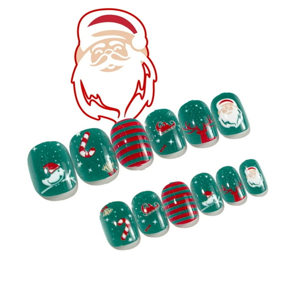 Whoamigo Press On Nails Christmas Press On Nails For Kid 24pcs Box Christmas Series Full Coverage Child/Adult Fake Nails Press On