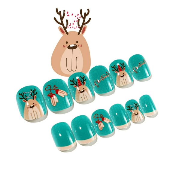 Whoamigo Press On Nails Christmas Press On Nails For Kid 24pcs Box Christmas Series Full Coverage Child/Adult Fake Nails Press On