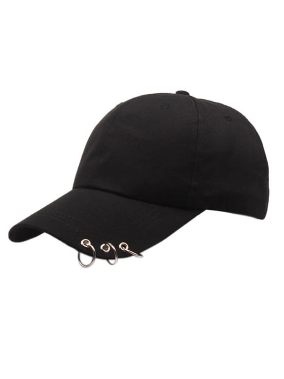 Unisex Metal Ring Baseball Cap - Korean Streetwear Style, Adjustable