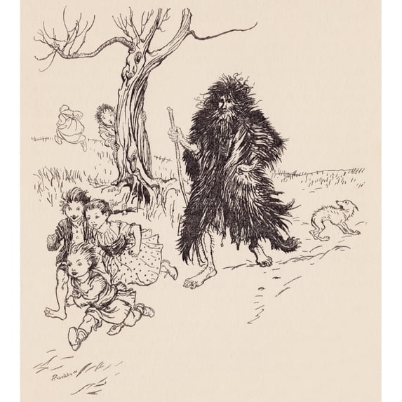Whoever Saw Him Ran Away. Illustration By Arthur Rackham From Grimm's Fairy Tale Bearskin. Poster Print