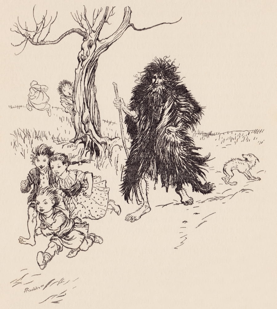 Whoever Saw Him Ran Away Illustration By Arthur Rackham From Grimms Fairy Tale Bearskin Canvas Art - Ken Welsh Design Pics (28 x 32)