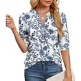 thumbnail image 1 of Whoinshop Summer Tops for Women 2026 Trendy Dressy Casual Blouse Puff Short Sleeve Shirts Knit Henley V Neck T Shirt Tunic, 1 of 7