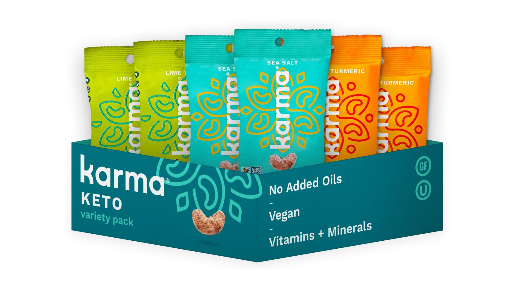 Whole 30 Variety Pack AIF4 Cashews by Karma Nuts, Whole, Roasted, Vegan