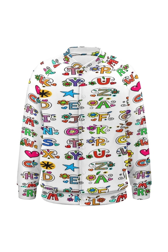 Whole Alphabet Abc Monogram Hand Drawn Colorful Baseball Jersey Fashion Ribbed Sleeve Man Women's Jacket Motion Tops XXS-6XL