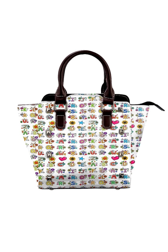 Whole Alphabet Abc Monogram Hand Drawn Colorful Rivet Fashion One-Shoulder Women's Handbag Tote Bag