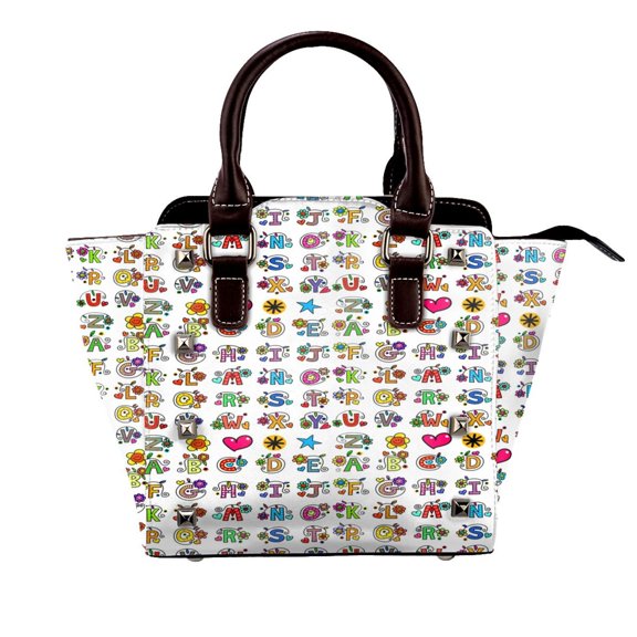 Whole Alphabet Abc Monogram Hand Drawn Colorful Rivet Fashion One-Shoulder Women's Handbag Tote Bag