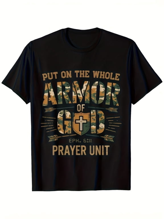 Whole Armor Of God Ephesians 6 11 Prayer Unit Christian Graphic Tee for Men Women, Bible Verse Short Sleeve T-Shirt, Casual Crew Neck Top for Church Gift
