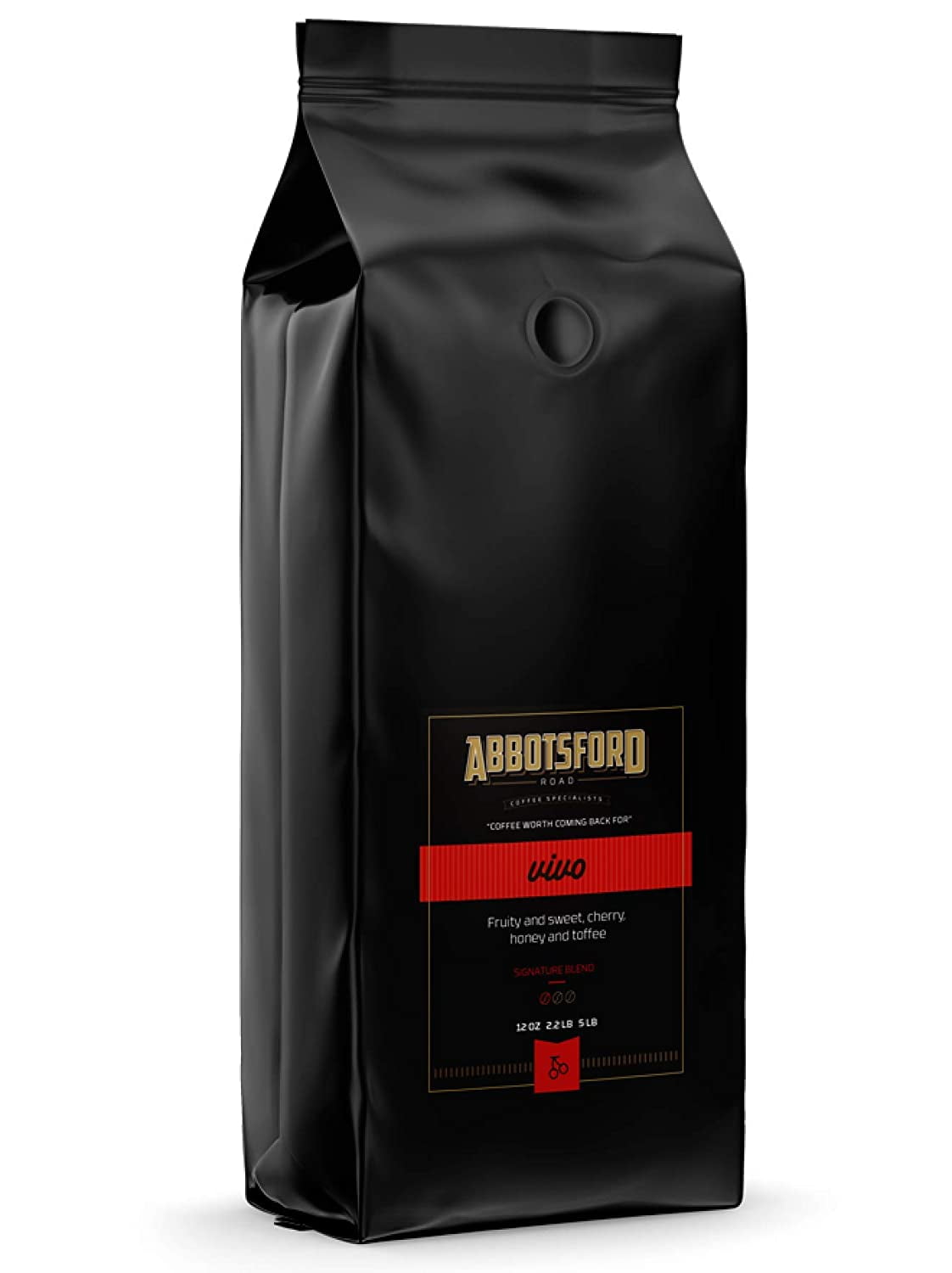 Whole Bean Espresso Coffee, Vivo, Medium Light Roast, Notes of Cherry, Honey and Toffee, 12 Ounce Bag