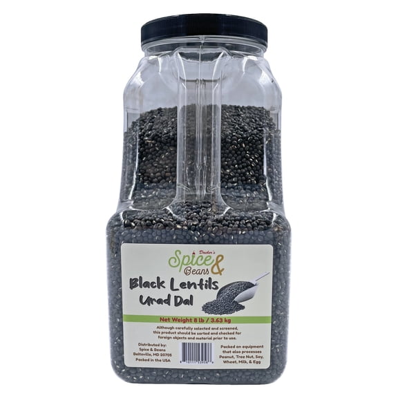 Whole Black Lentils | Urad Dal | by Dasher's Spice & Beans | 8 lb