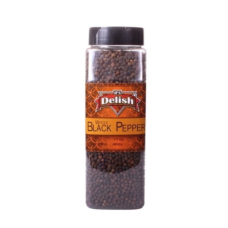Whole Black Peppercorns, 17 oz Large Jar