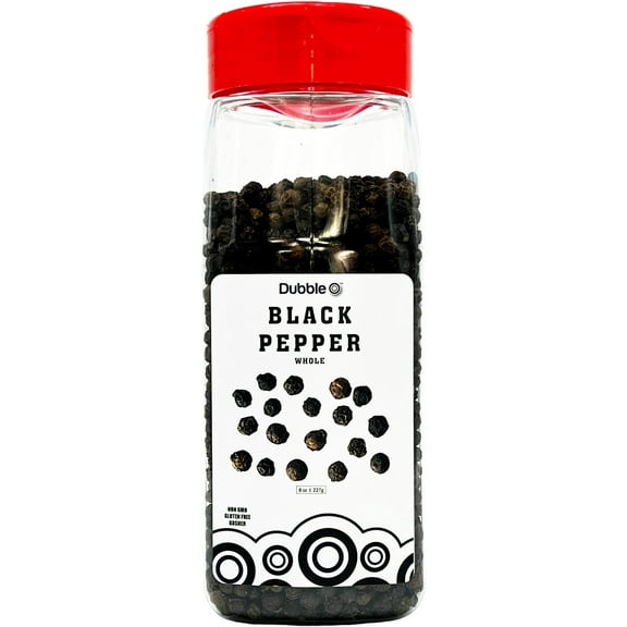 Whole Black Peppercorns for Grinder - 10 oz. ⦾ Non GMO, Kosher, Halal, and Gluten Free ⦾ Dubble O Brand
