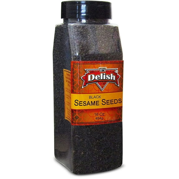 Whole Black Sesame Seeds by Its Delish, 16 Oz Large Jar  All Natural & Kosher 1 lb Whole Raw Black Sesame Seed for Sushi, Bagels, Cooking, Baking, Food Decorating and Topping