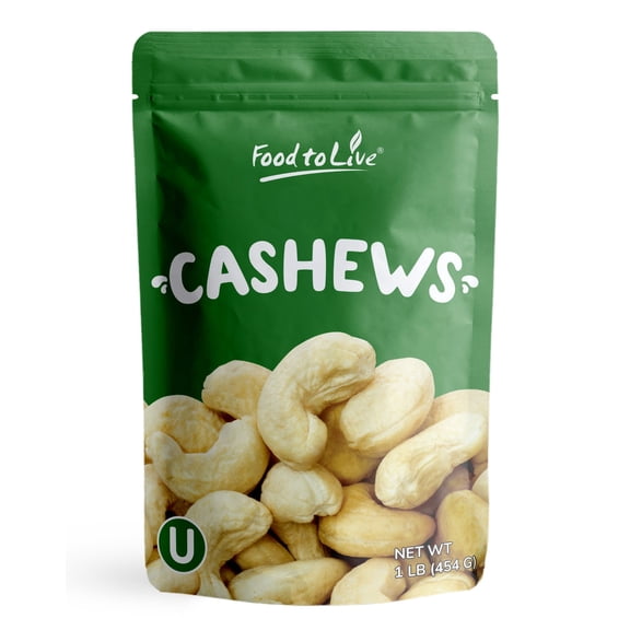 Whole Cashews W320, Non-GMO Verified, 1 Pound — Raw, Kosher, Vegan — by Food to Live