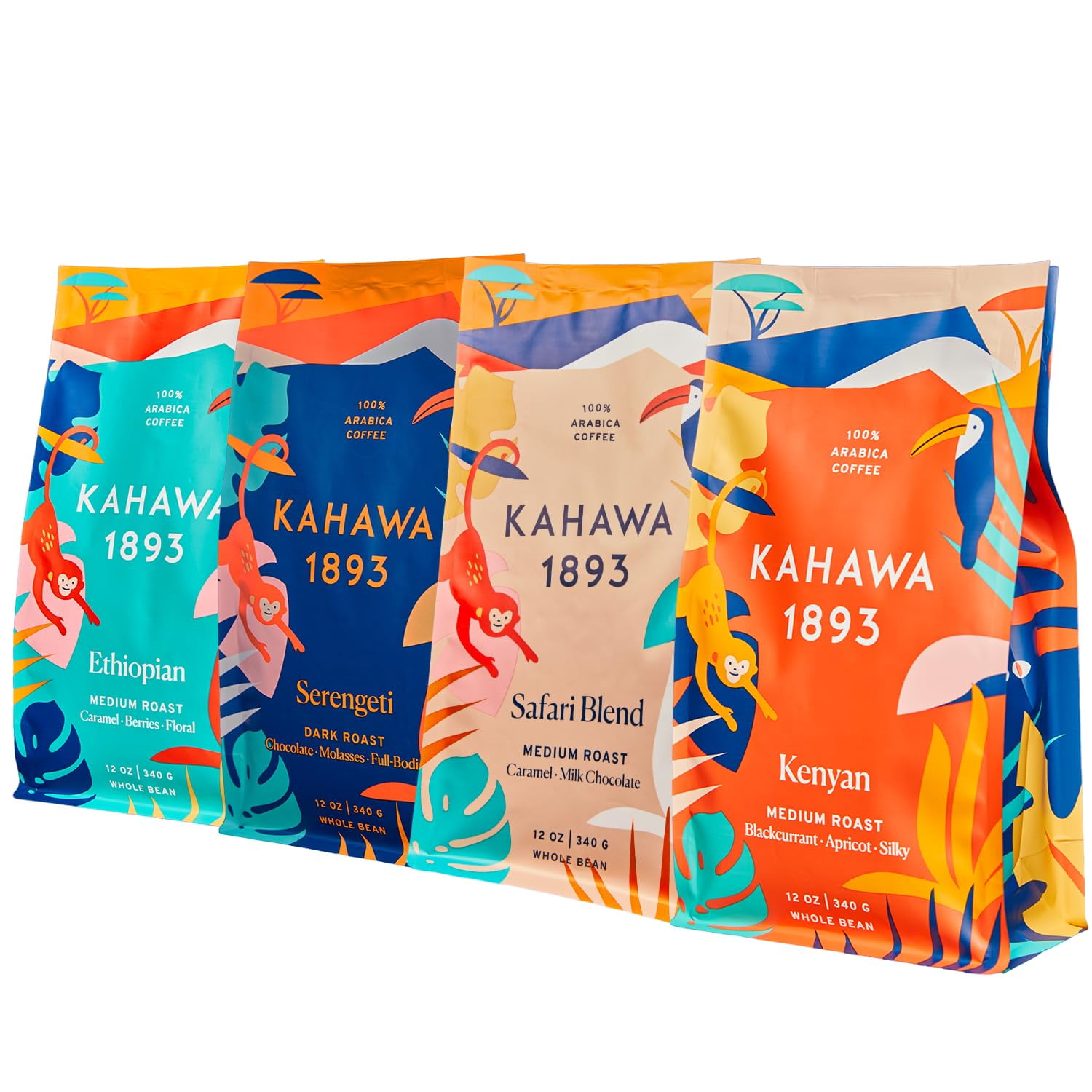 Whole Coffee Beans Variety Pack Includes Safari, Serengeti, Kenyan