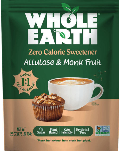 Whole Earth Allulose & Monk Fruit Zero Calorie Sweetener, 28 oz