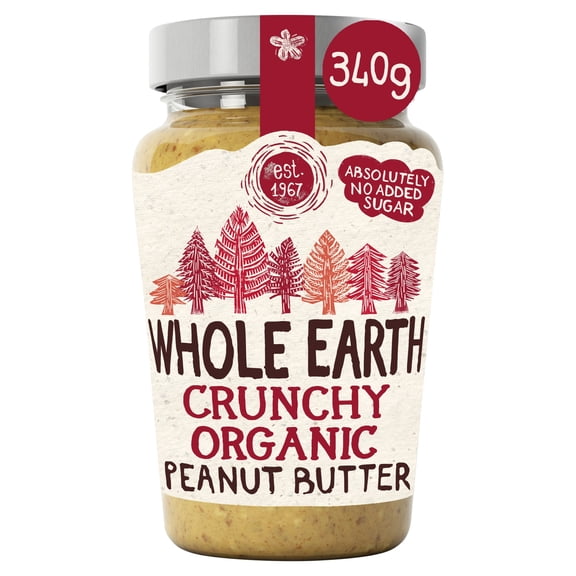 Whole Earth Crunchy Organic Peanut Butter 340g, Imported from Britain