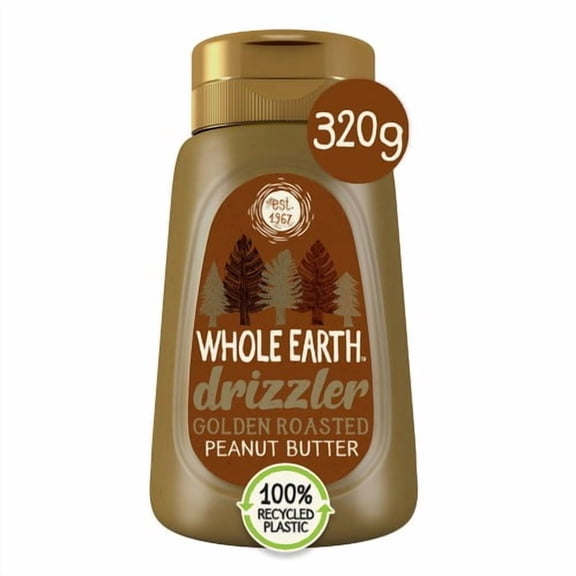 Whole Earth Drizzler Golden Roasted Peanut Butter 320g, British Import (Pack of 3)