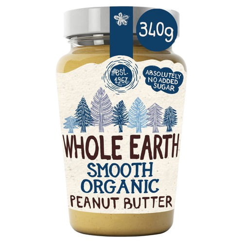 Whole Earth Organic Smooth Peanut Butter 340g, British Import (Pack of 2)