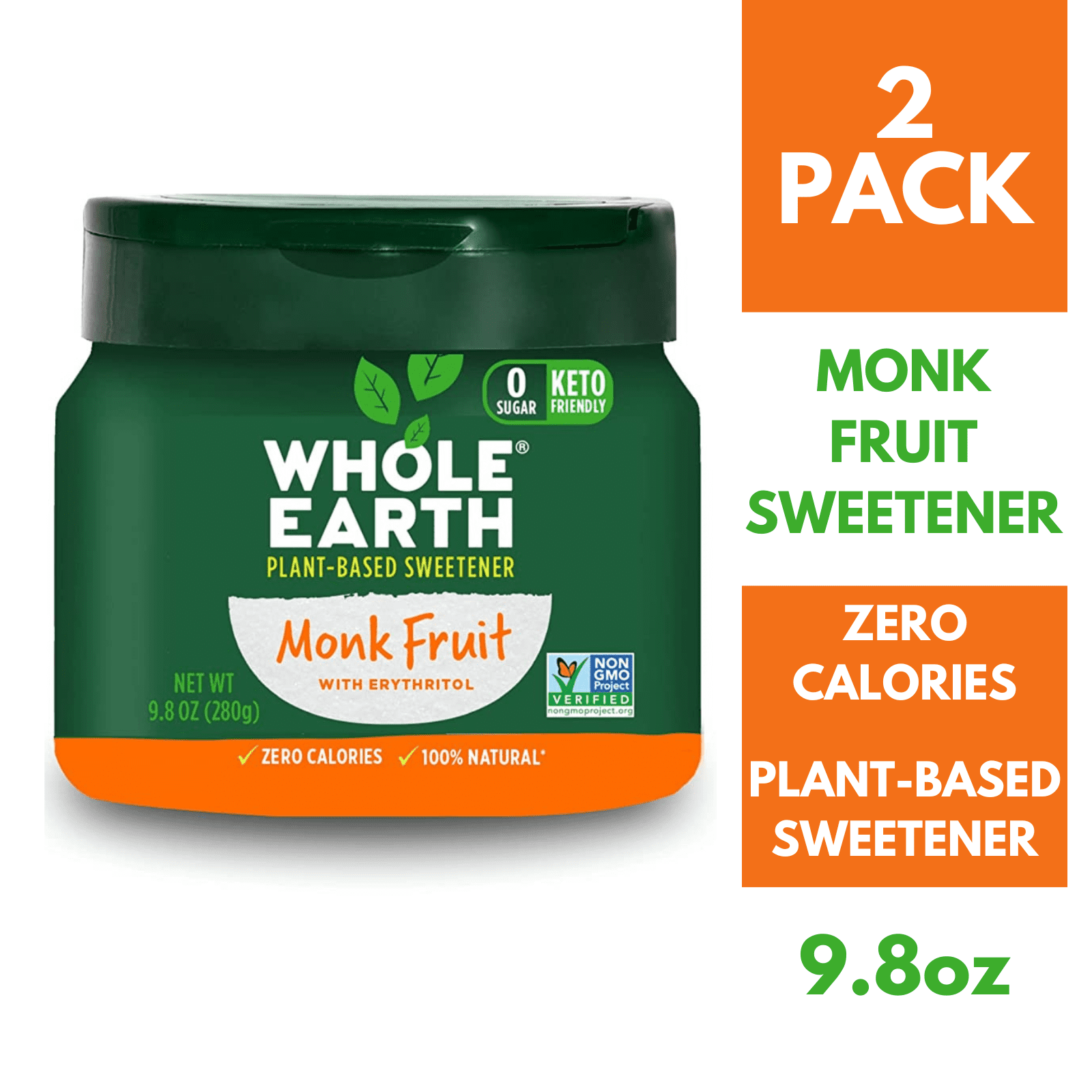 Whole Earth PlantBased Sugar Alternative, Monk Fruit Sweetener, 9.8oz