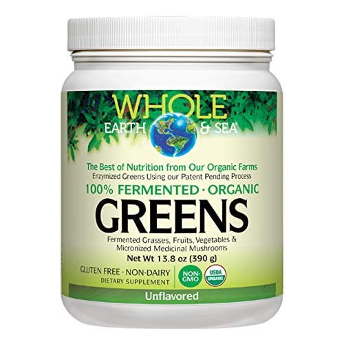 Whole Earth & Sea from Natural Factors, Organic Fermented Greens, Whole Food Supplement, Vegan, Non-Dairy, Unflavored, 13.8 oz (30 Servings)