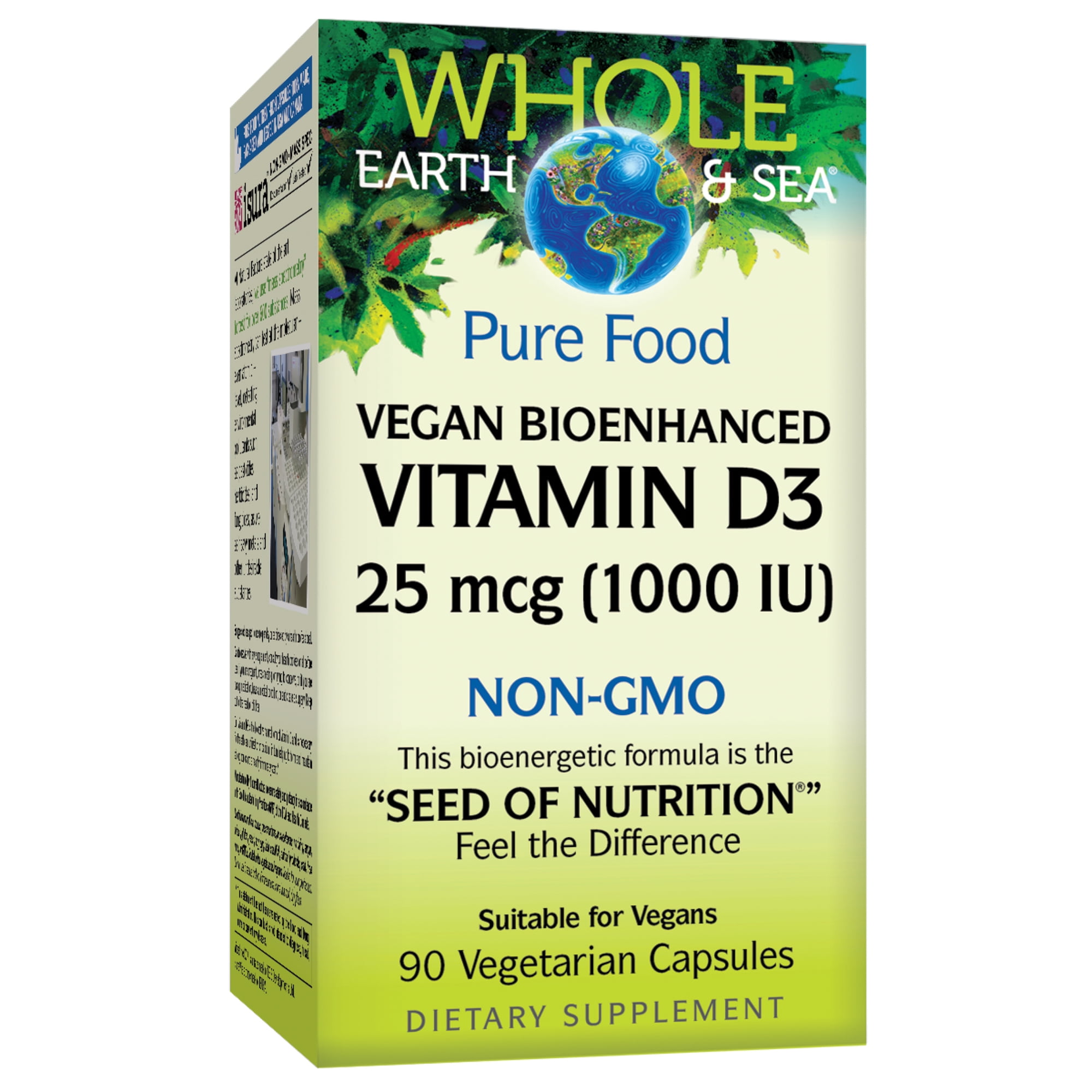Whole Earth & Sea Natural Factors Vitamin D3 1000 IU, Vegan, Non-GMO ...