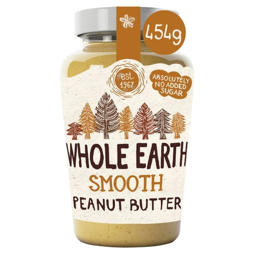 Whole Earth Smooth Peanut Butter 454g, British Import (Pack of 2)