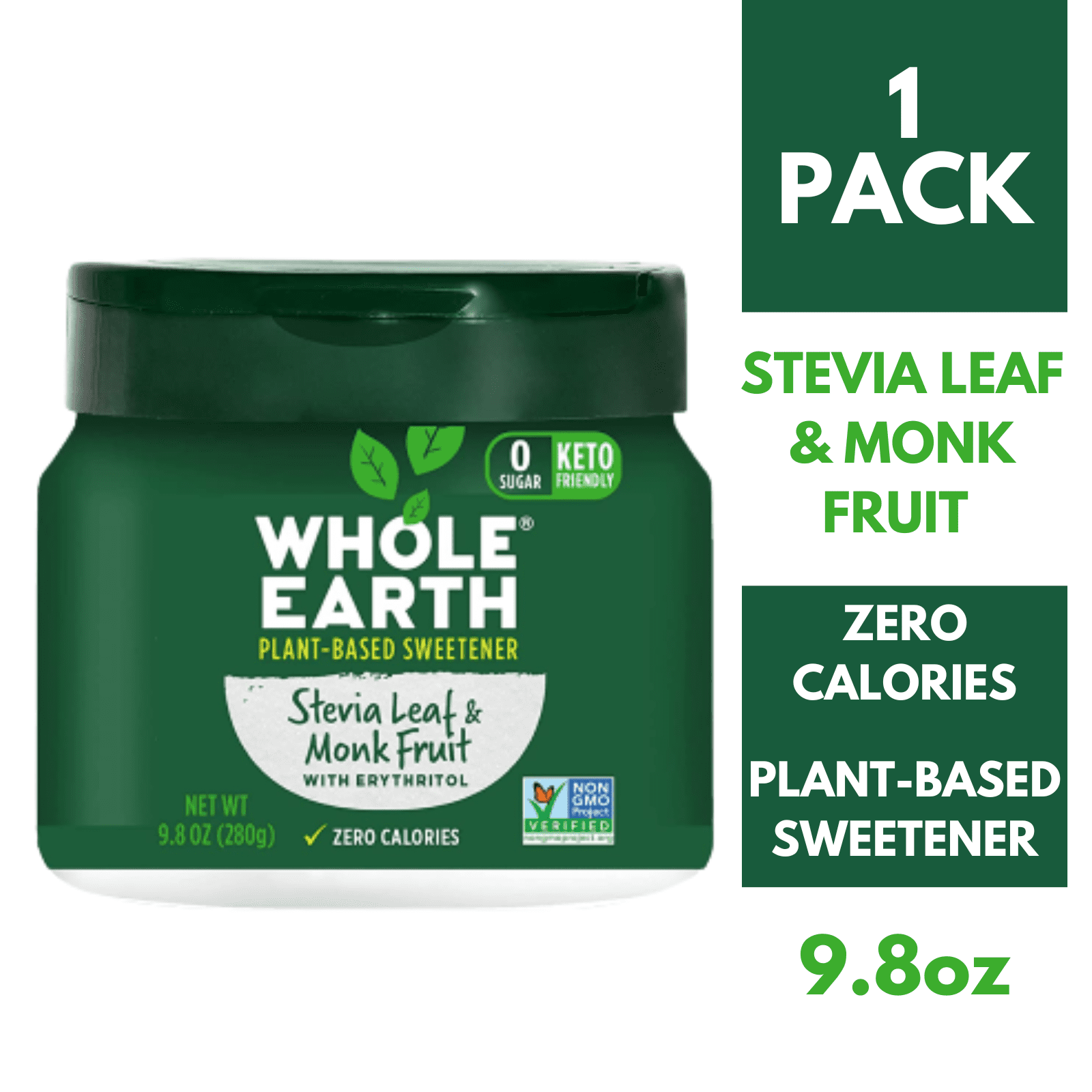 Whole Earth Stevia Leaf & Monk Fruit PlantBased Sugar Alternative, 9.8