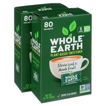 Whole Earth Stevia Leaf and Monk Fruit Sweetener, Sugar Substitute, Zero Calorie, 80 Packets (Pack of 2)