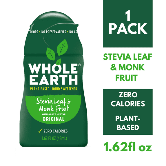 Whole Earth Stevia & Monk Fruit Zero Calorie Liquid Sweetener, 1.62 fl oz