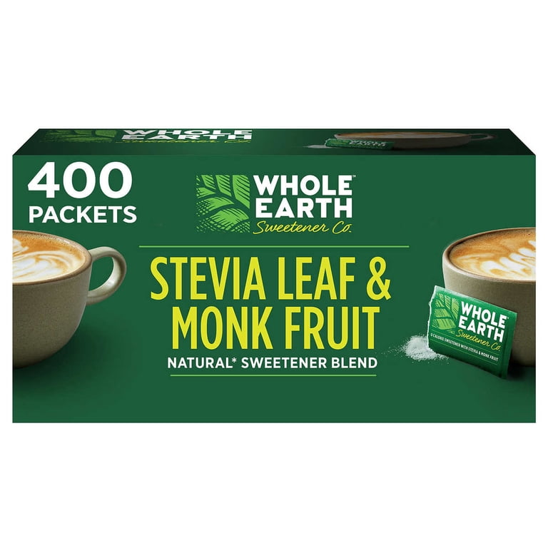 Whole Earth Sweetener Packets, Stevia & Monk Fruit, 400ct