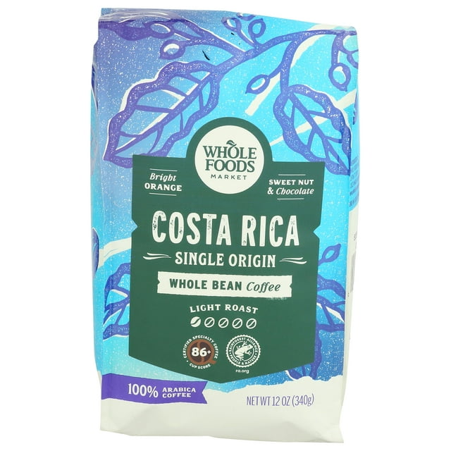 Whole Foods Market,UMRT&nbsp;Costa Rica Single Origin Coffee, Light Roast, Whole Bean, 12 Ounce