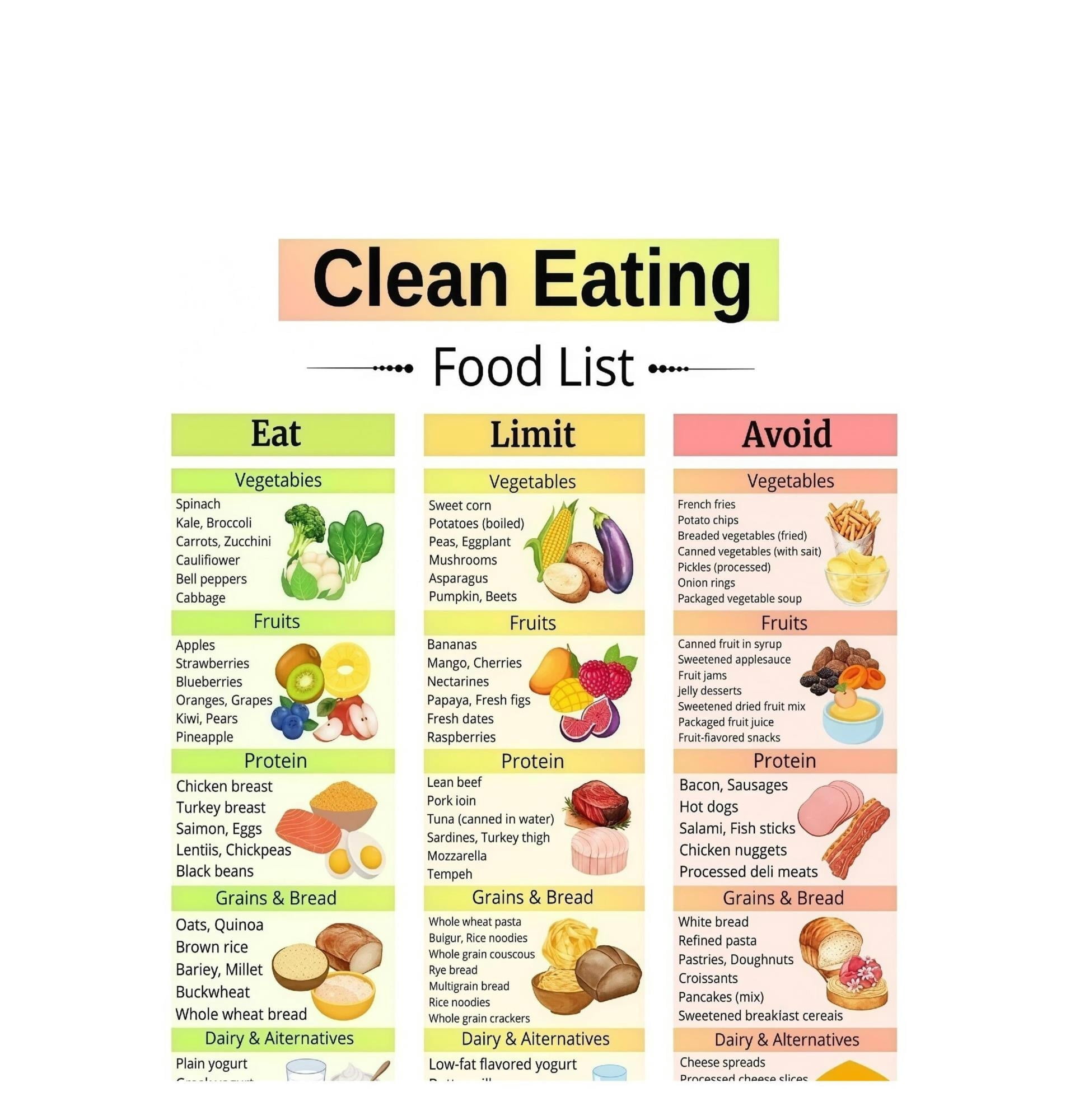 Whole Foods Nutrition Poster Real Food Grocery List Clean Eating Guide ...