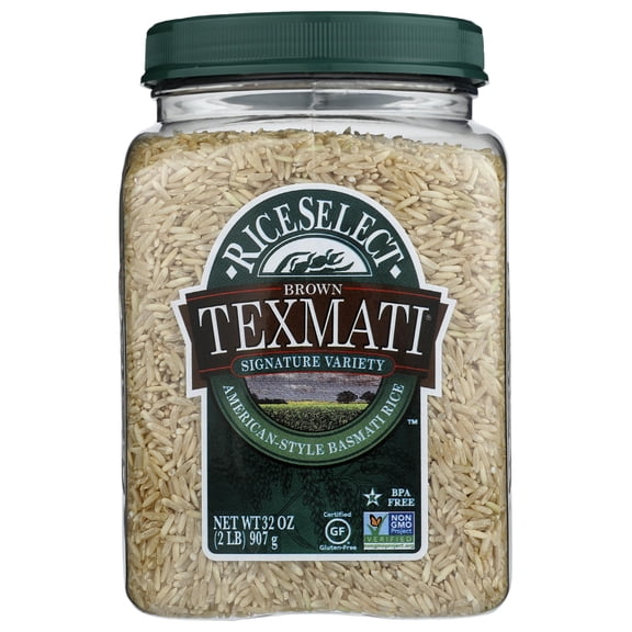 Whole-Grain Basmati Gluten-Free Non-Gmo Star-K Kosher Riceselect Texmati 32-Ounce Jar Brown Rice