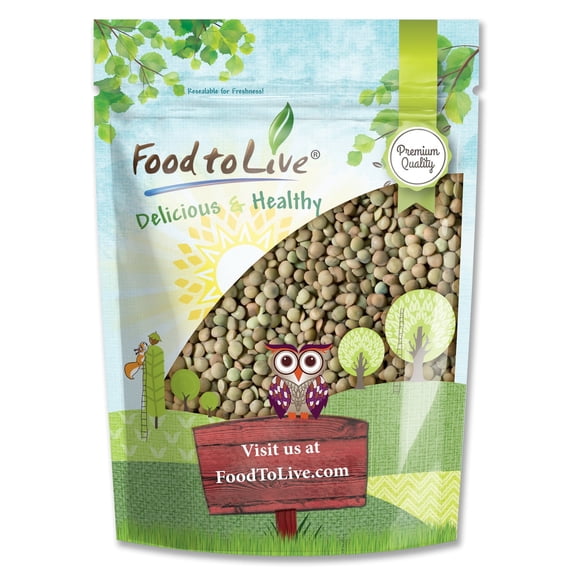 Whole Green Lentils, 2.5 Pounds — Sproutable, Kosher, Raw, Vegan — by Food to Live