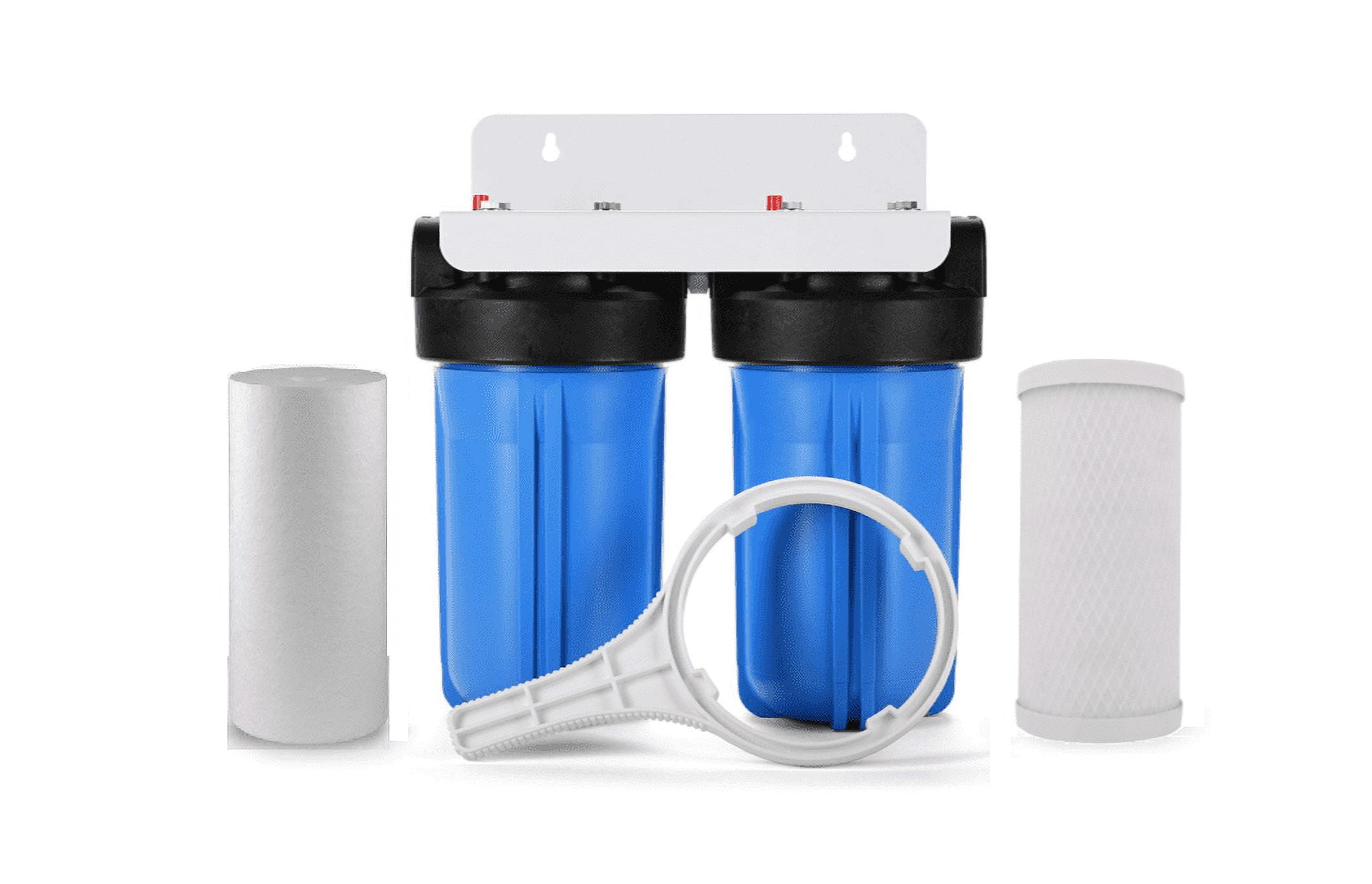 Whole House 10" Big Blue Water Filter System + Filters (Sediment, Carbon)