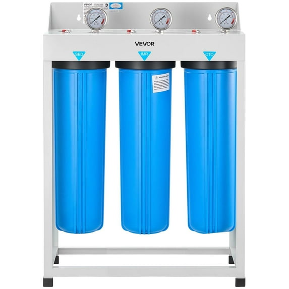 Whole House 3-Stage Water Filtration System, 4.5x20 Inch, Reduces Iron & Manganese with IMR Media