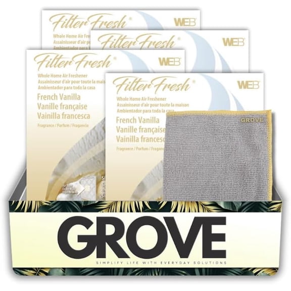 Whole House Air Freshener FilterFresh French Vanilla Scent Air Freshener 0.8 oz Gel Bundle with Microfiber Cloth Whole Home Fragrance Easy HVAC Installation Vanilla Aroma Gift Set (5 Items)