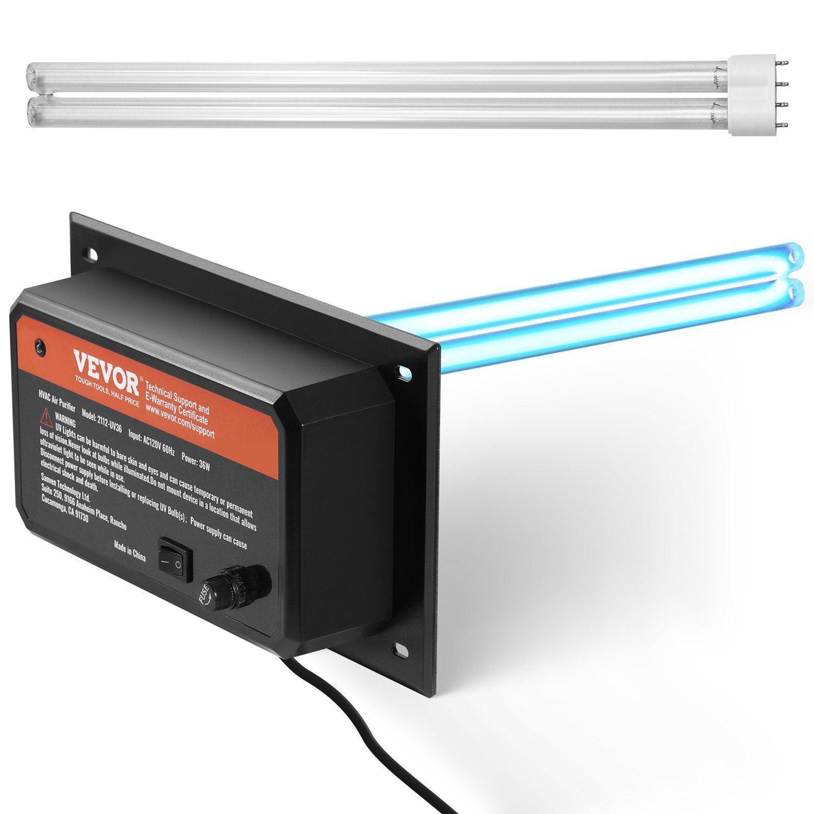 Whole House Air Purifier 36W UV-C Light for HVAC Duct Systems, 16-Inch UV Lamp with Extended Lifespan and Easy Installation, Ideal for Large Areas up to 1500 Sq Ft, Suitable for Homes, Offices, Hospitals